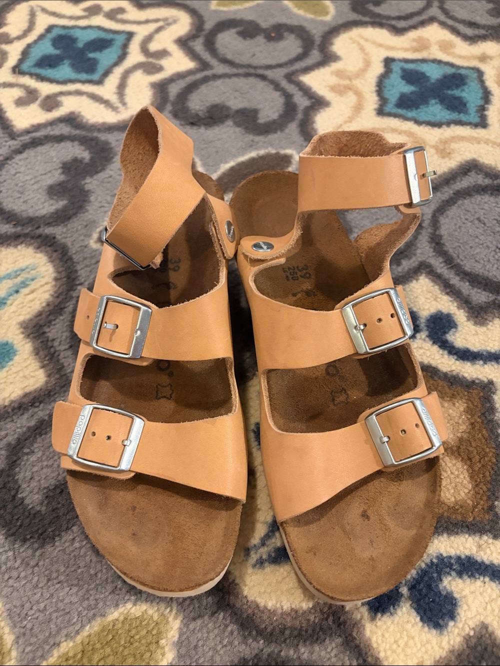 Birkenstock Papillon Linnea Wedge Three-Strap Leather Sandals in Latte - Picture 2 of 8